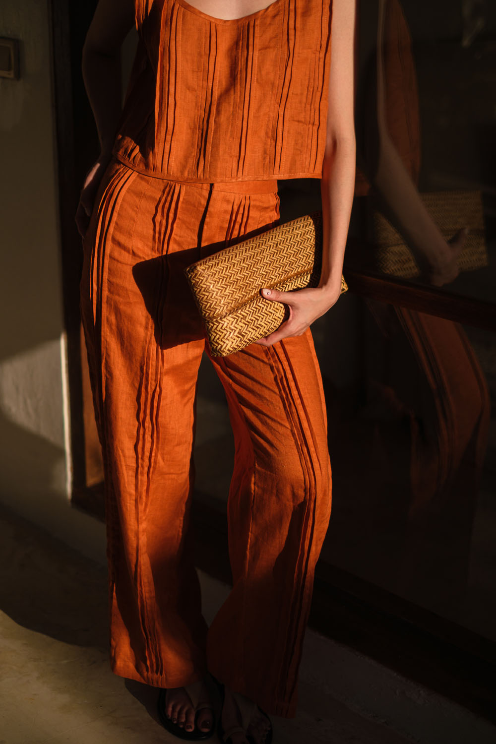 Mirror Trouser - Linen Teracotta
